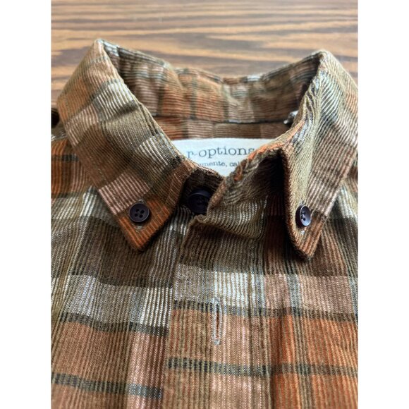 r-options San Clemente, California long sleeved button front plaid shirt size L - Picture 7 of 7